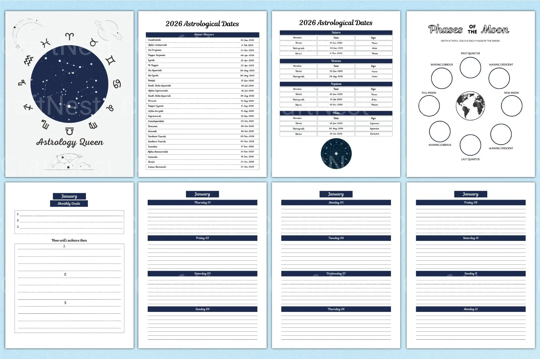 Moon Astrology Planner Canva Template - CraftNest - Digital Crafting and Art