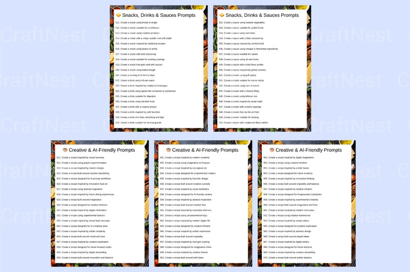 Recipe Creator Prompts for Culinary Inspiration - CraftNest - Digital Crafting and Art