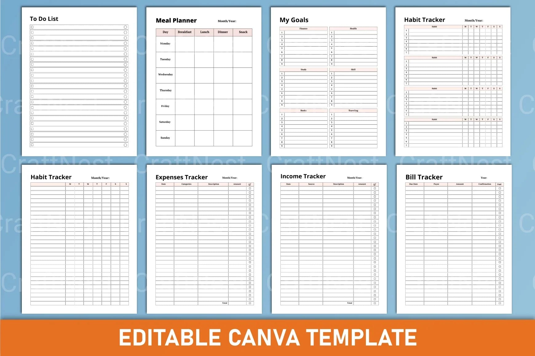 Happy Life Planner Canva Interior - CraftNest - Digital Crafting and Art