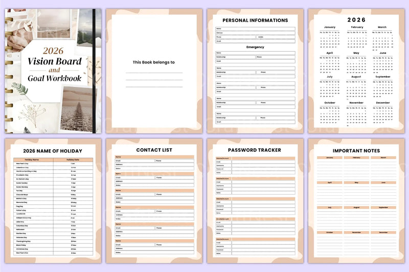 Vision Board Goal Workbook for Success - CraftNest - Digital Crafting and Art