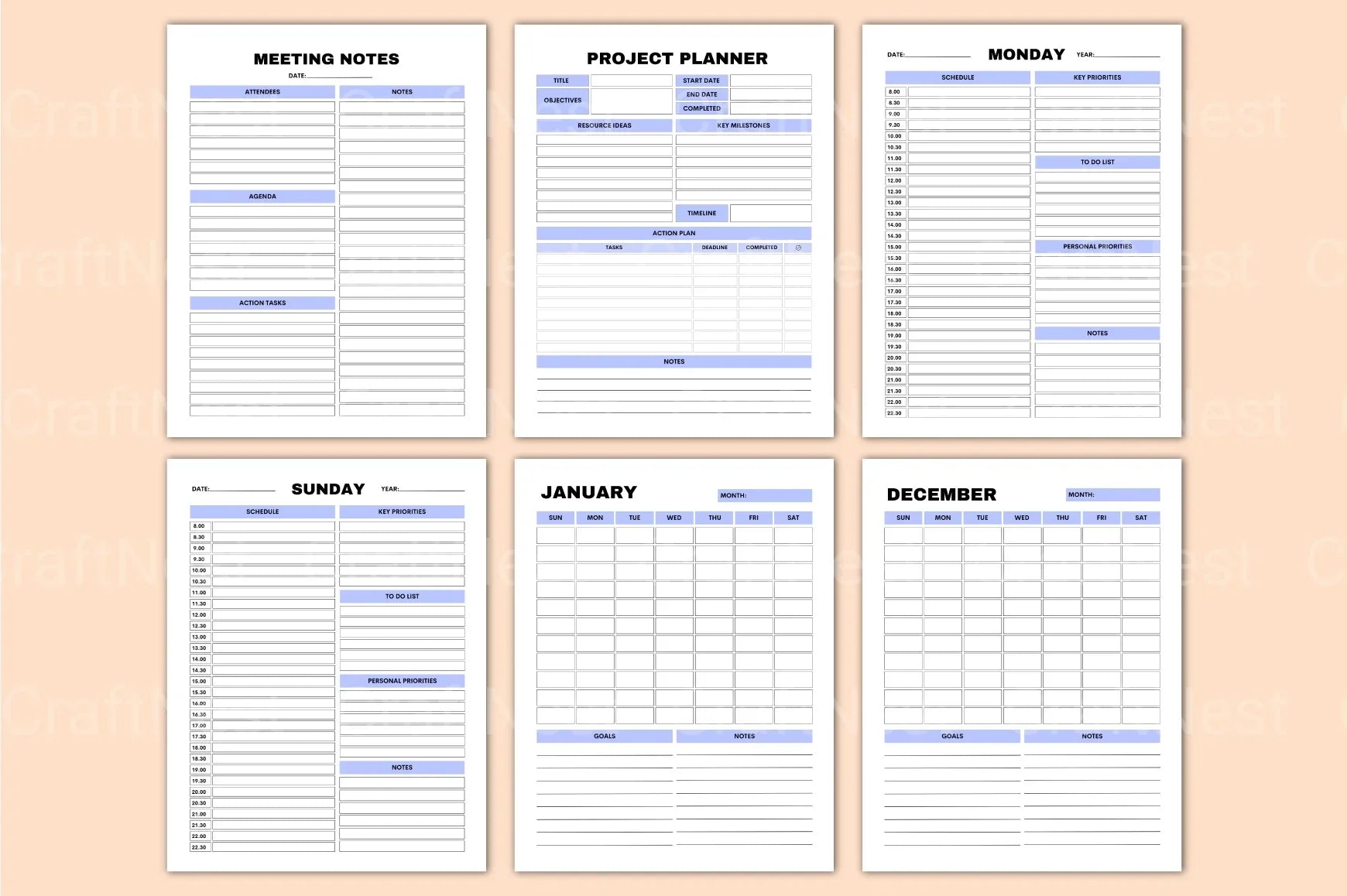 Work From Home Planner - CraftNest - Digital Crafting and Art