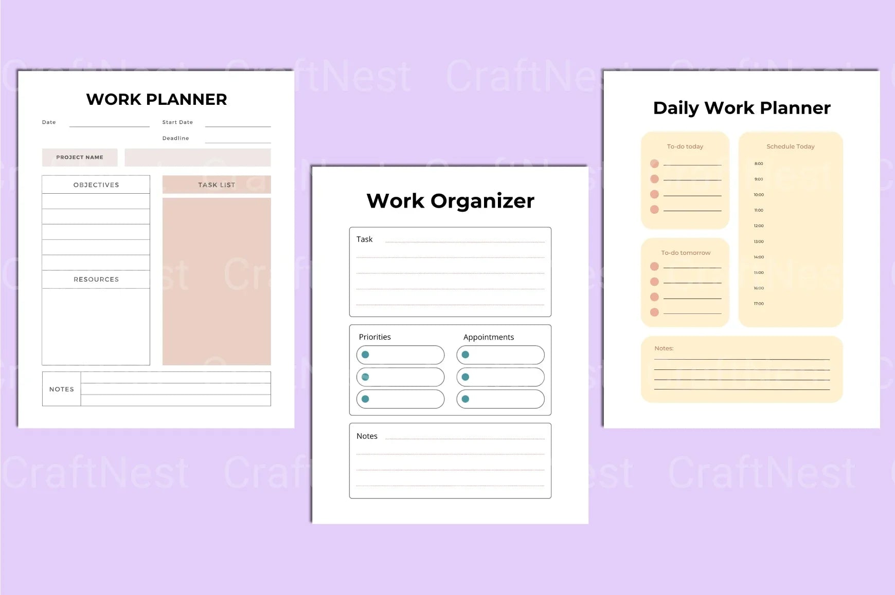 Work Planner Template - CraftNest - Digital Crafting and Art