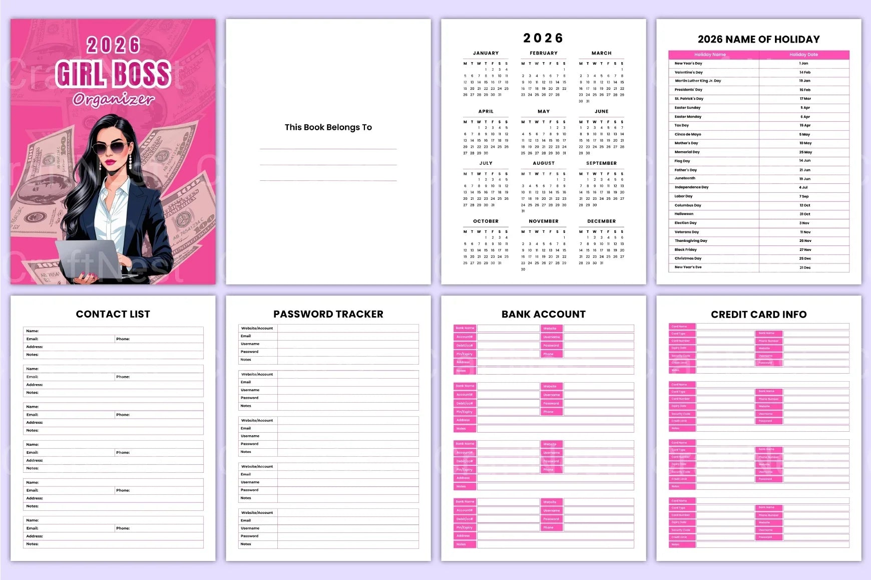 Girl Boss Organizer: Empower Your Workspace - CraftNest - Digital Crafting and Art