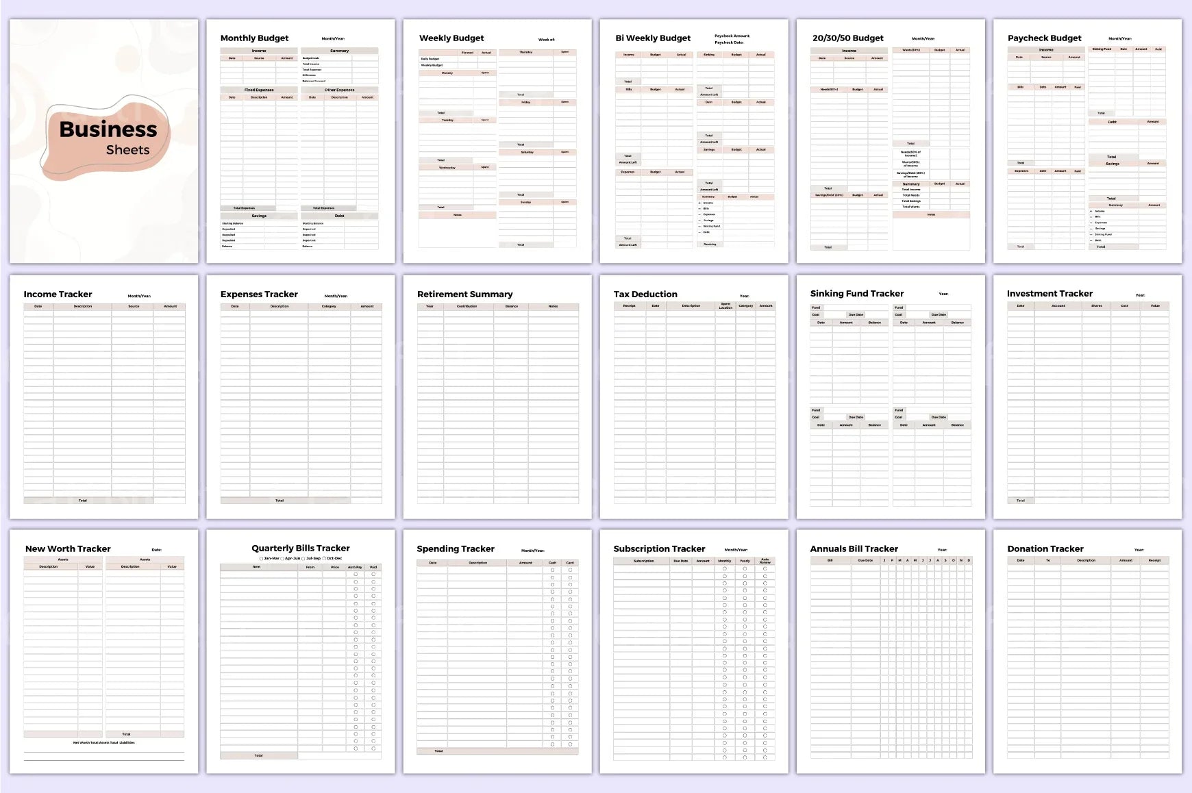 Mega Budget Sheets for Effective Financial Planning - CraftNest - Digital Crafting and Art