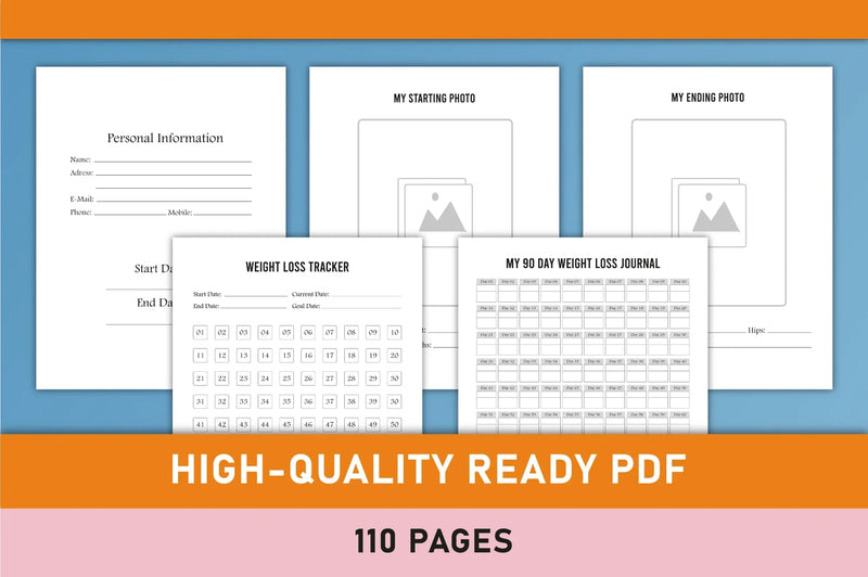 Day Weight Loss Planner - Printable Bundle - CraftNest - Digital Crafting and Art