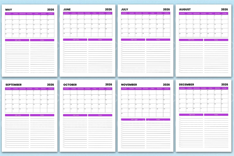 Monthly Agenda Planner - CraftNest - Digital Crafting and Art