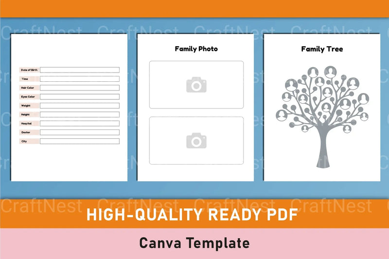 Baby Memory Book Template - Canva Design - CraftNest - Digital Crafting and Art