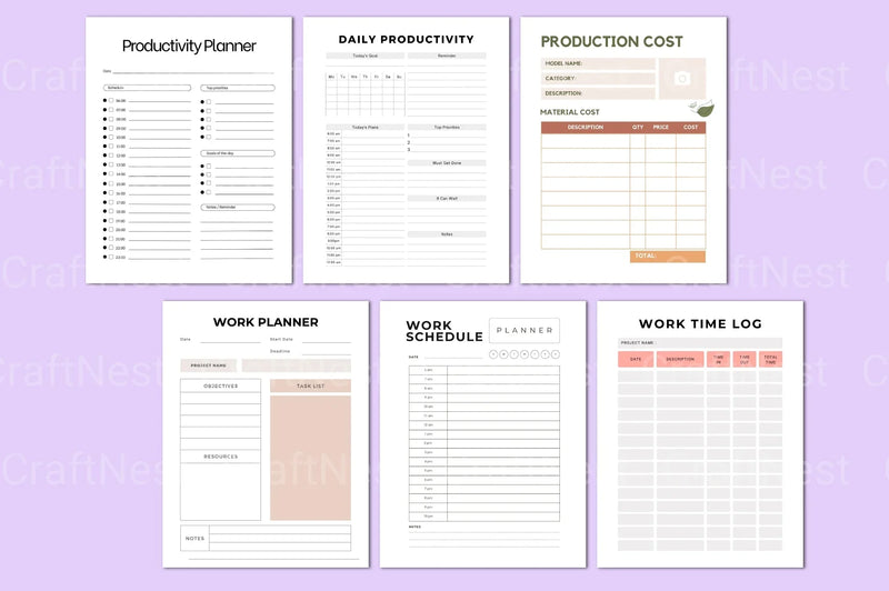 Productivity Work Planner - CraftNest - Digital Crafting and Art
