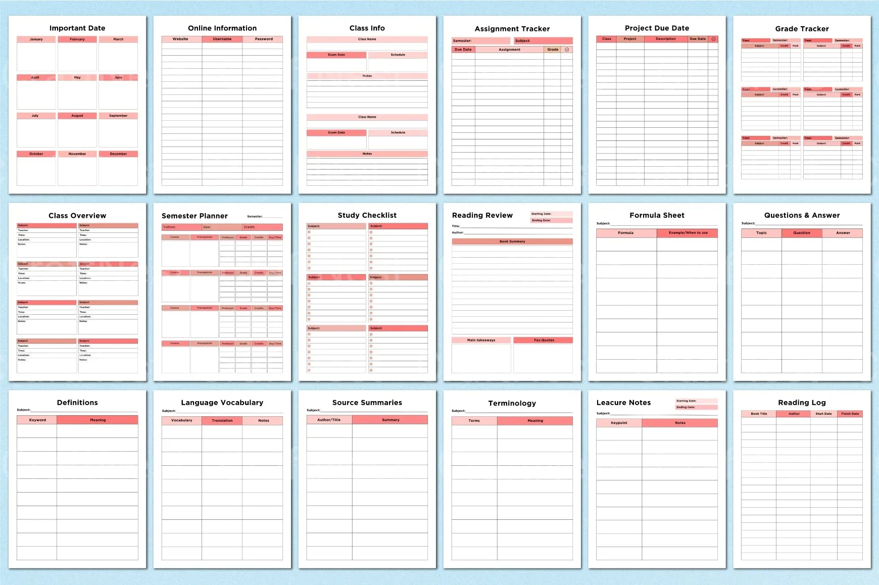 Student Planner Template on Canva - CraftNest - Digital Crafting and Art