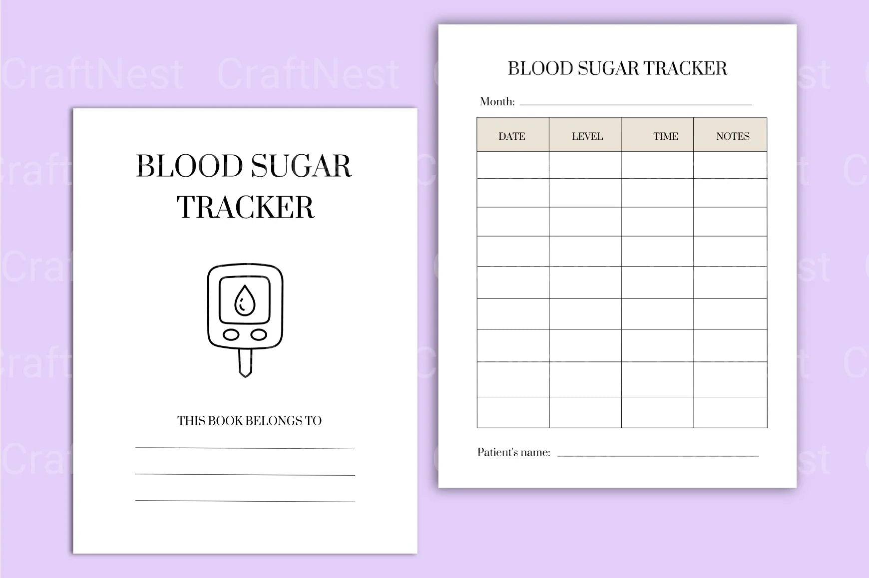 Blood Sugar Tracker Template Canva - CraftNest - Digital Crafting and Art