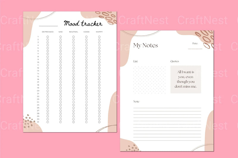 Mood Tracker Template for Improved Well-being - CraftNest - Digital Crafting and Art