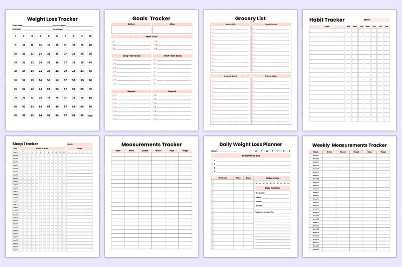 Weight Loss Planner for Effective Results - CraftNest - Digital Crafting and Art