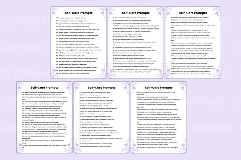 Self Care Prompts for Mindful Living - CraftNest - Digital Crafting and Art