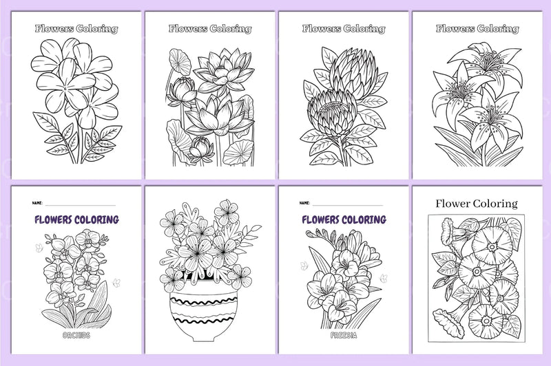 Flower Coloring Book for Relaxation - CraftNest - Digital Crafting and Art