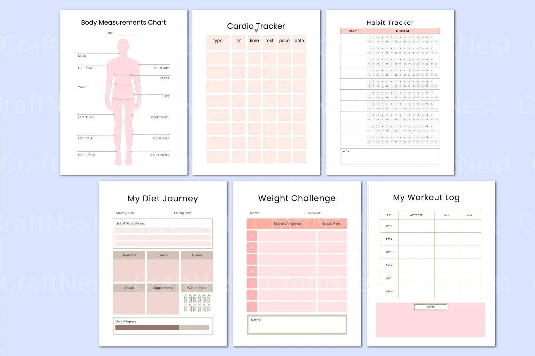 Fitness Meal Planning Workbook - CraftNest - Digital Crafting and Art