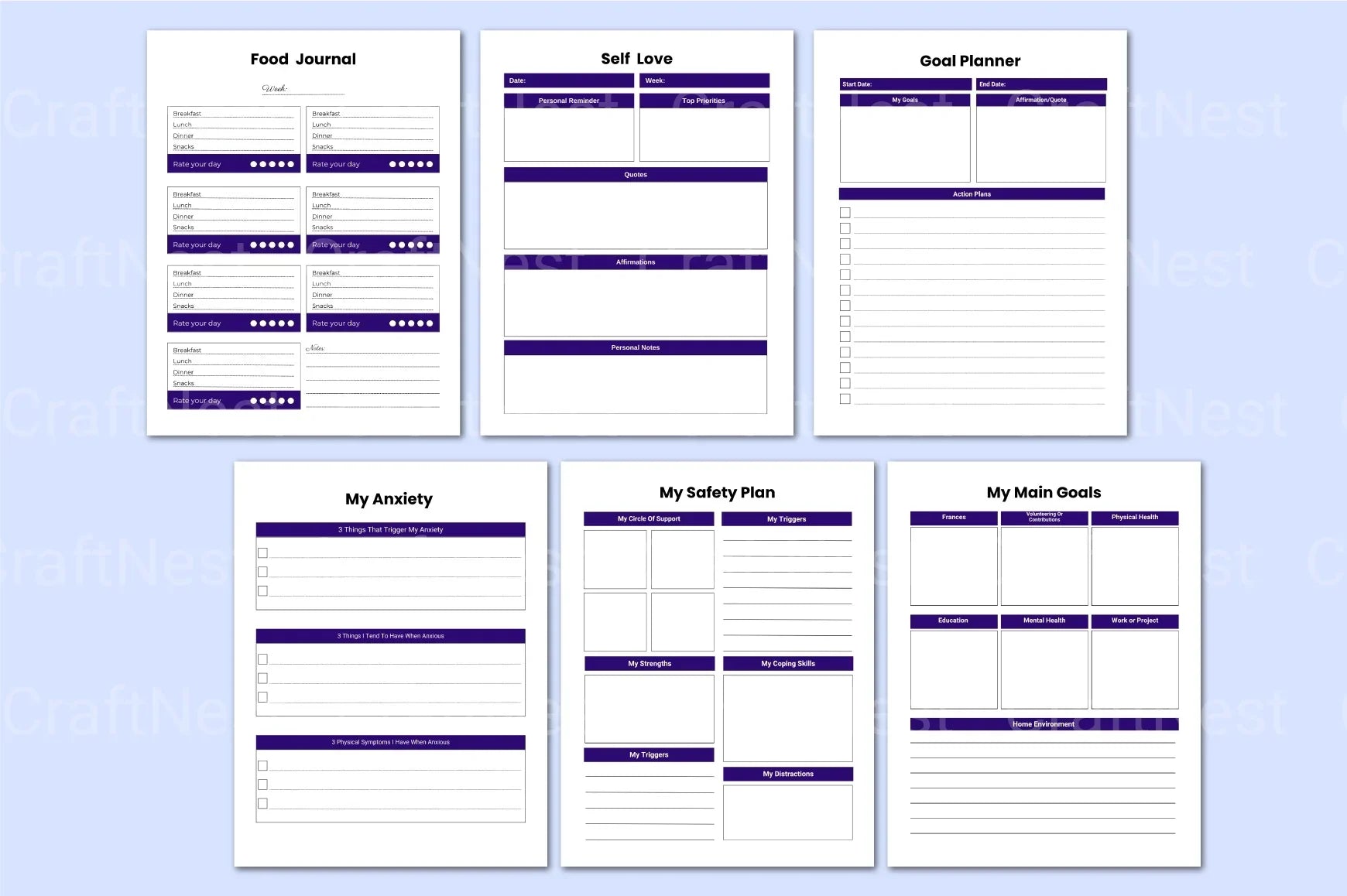 Wellbeing Clarity Workbook for Personal Growth - CraftNest - Digital Crafting and Art