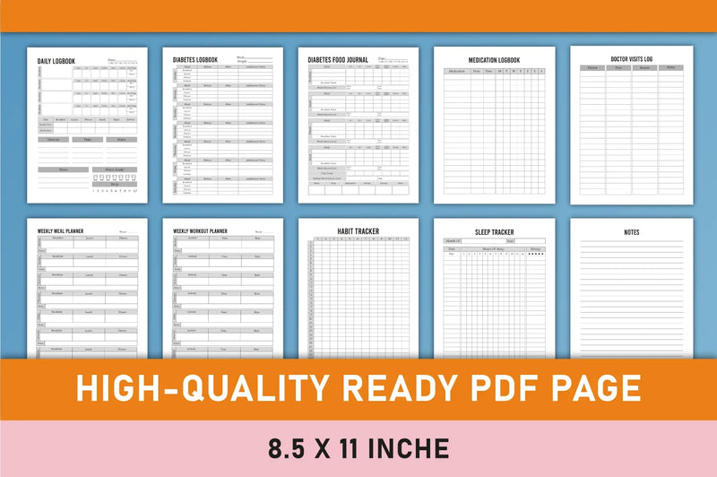 Diabetes Planner Printable Bundle - CraftNest - Digital Crafting and Art