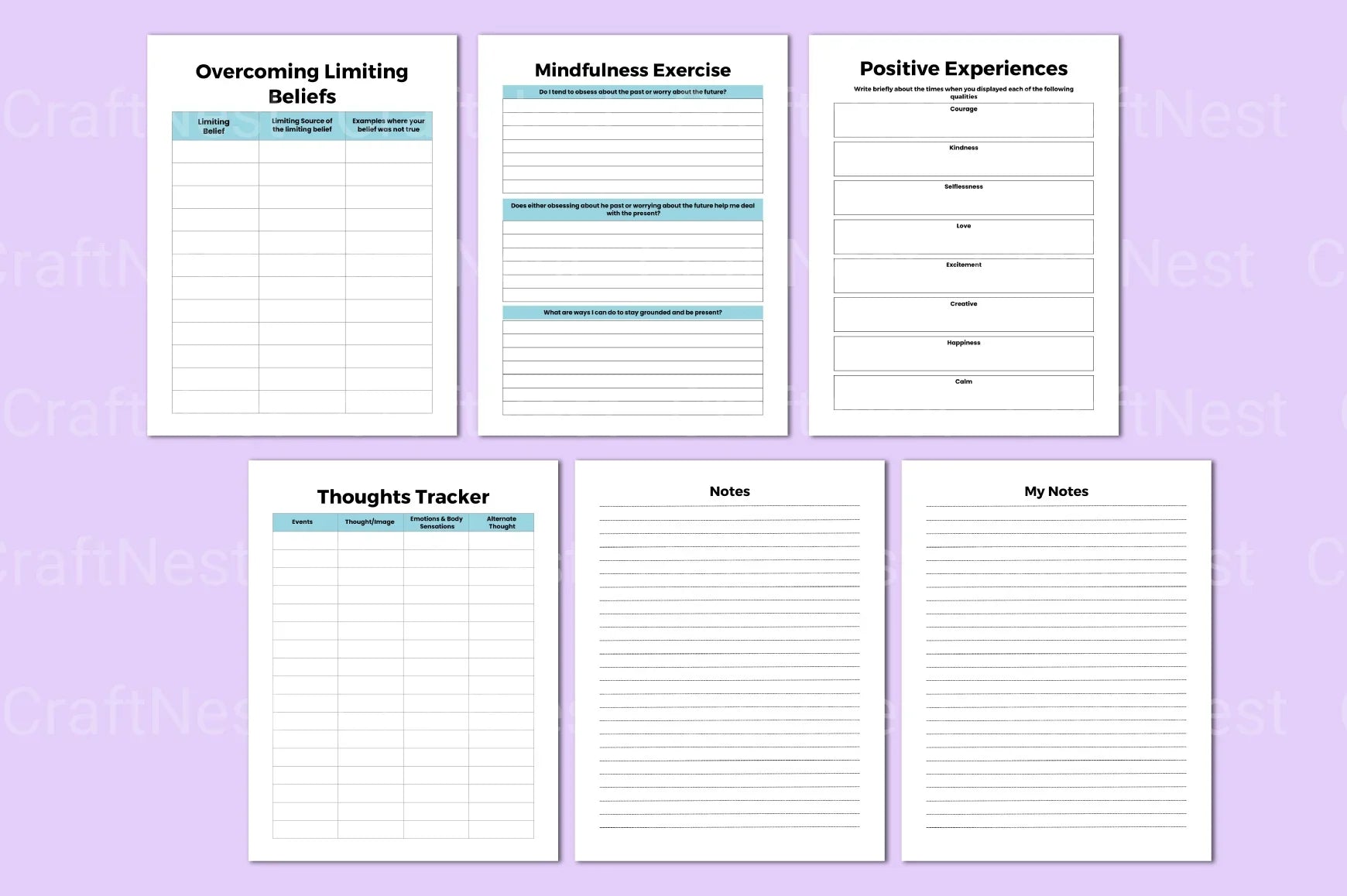 Mental Health Worksheets for Improved Well-being - CraftNest - Digital Crafting and Art