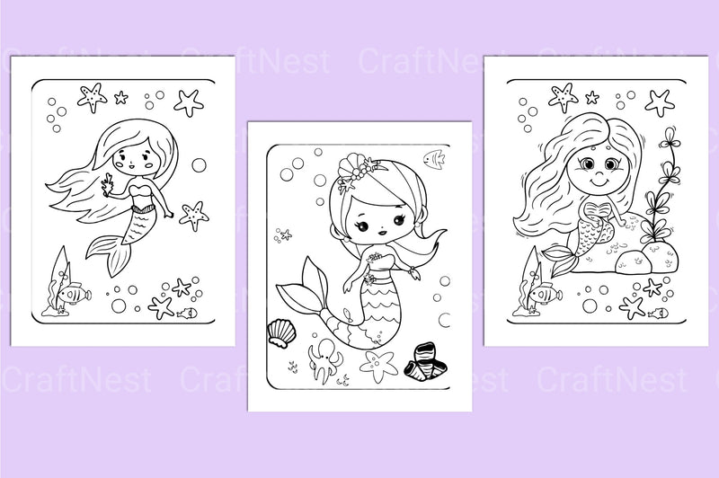 Cute Mermaid Coloring Page - CraftNest - Digital Crafting and Art