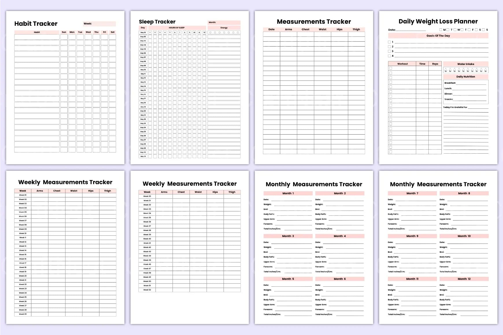 Weight Loss Planner - CraftNest - Digital Crafting and Art