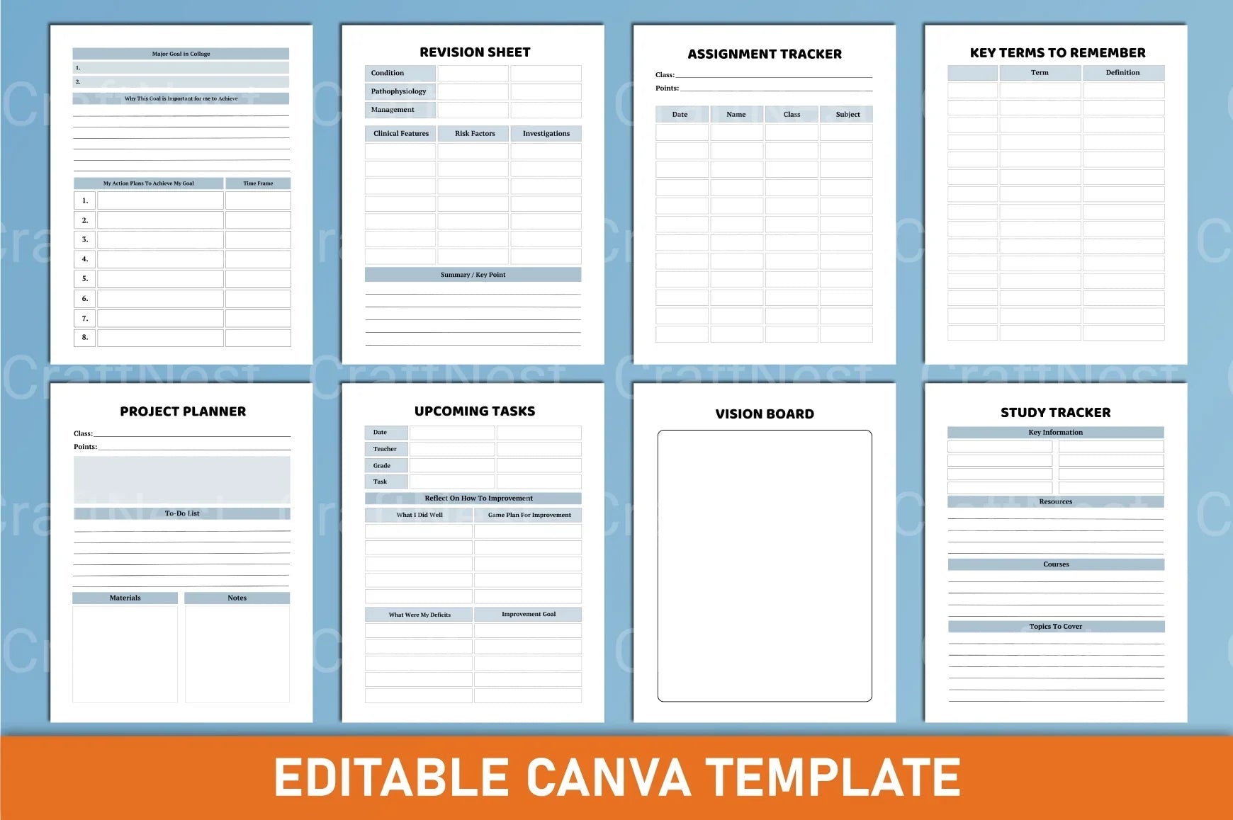 Nursing Student Planner Canva Template - CraftNest - Digital Crafting and Art
