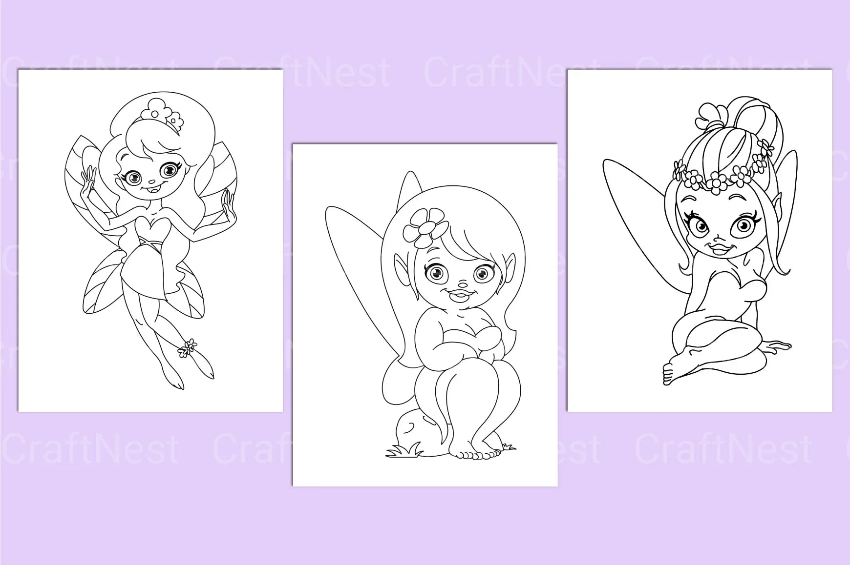 Cute Fairy Coloring Page - CraftNest - Digital Crafting and Art