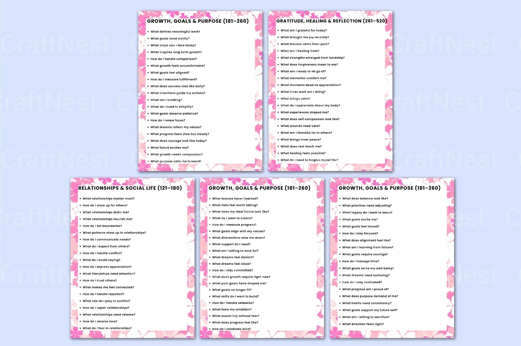 300 Self Reflection Prompts for Personal Growth - CraftNest - Digital Crafting and Art