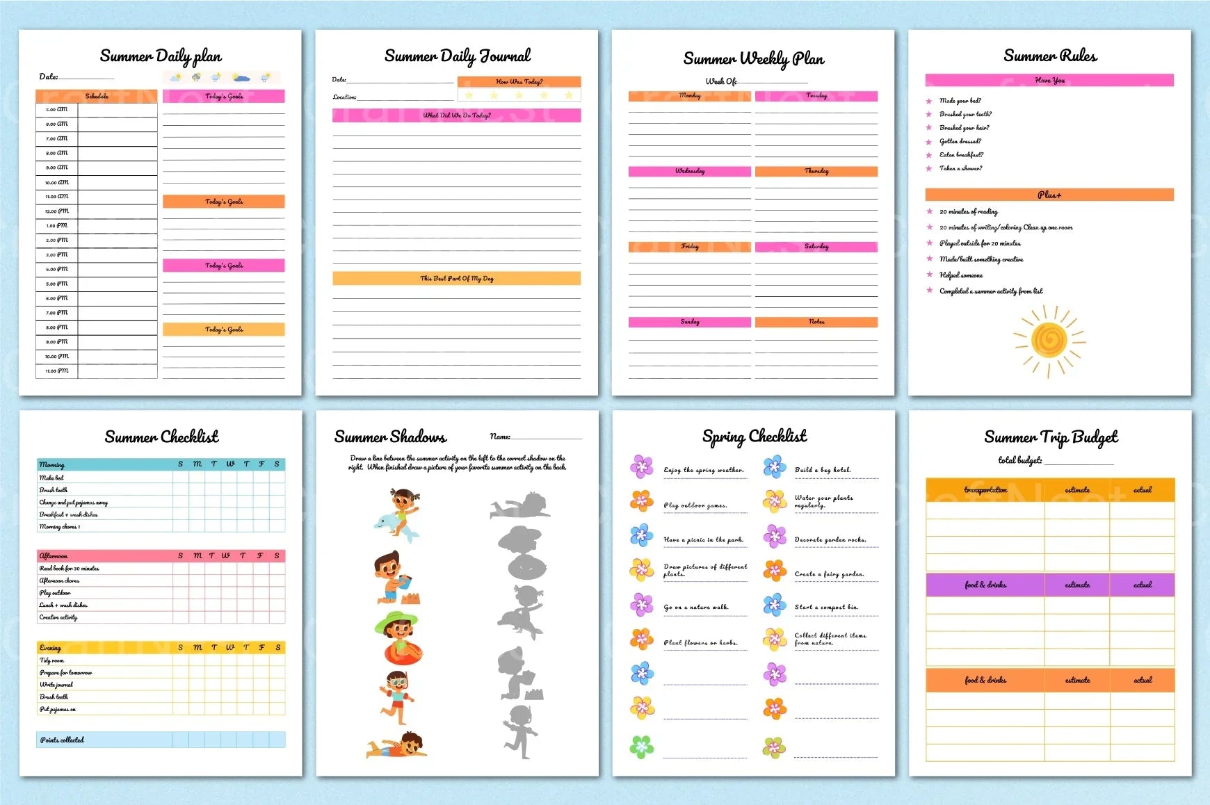 Summer Planner for Kids - CraftNest - Digital Crafting and Art