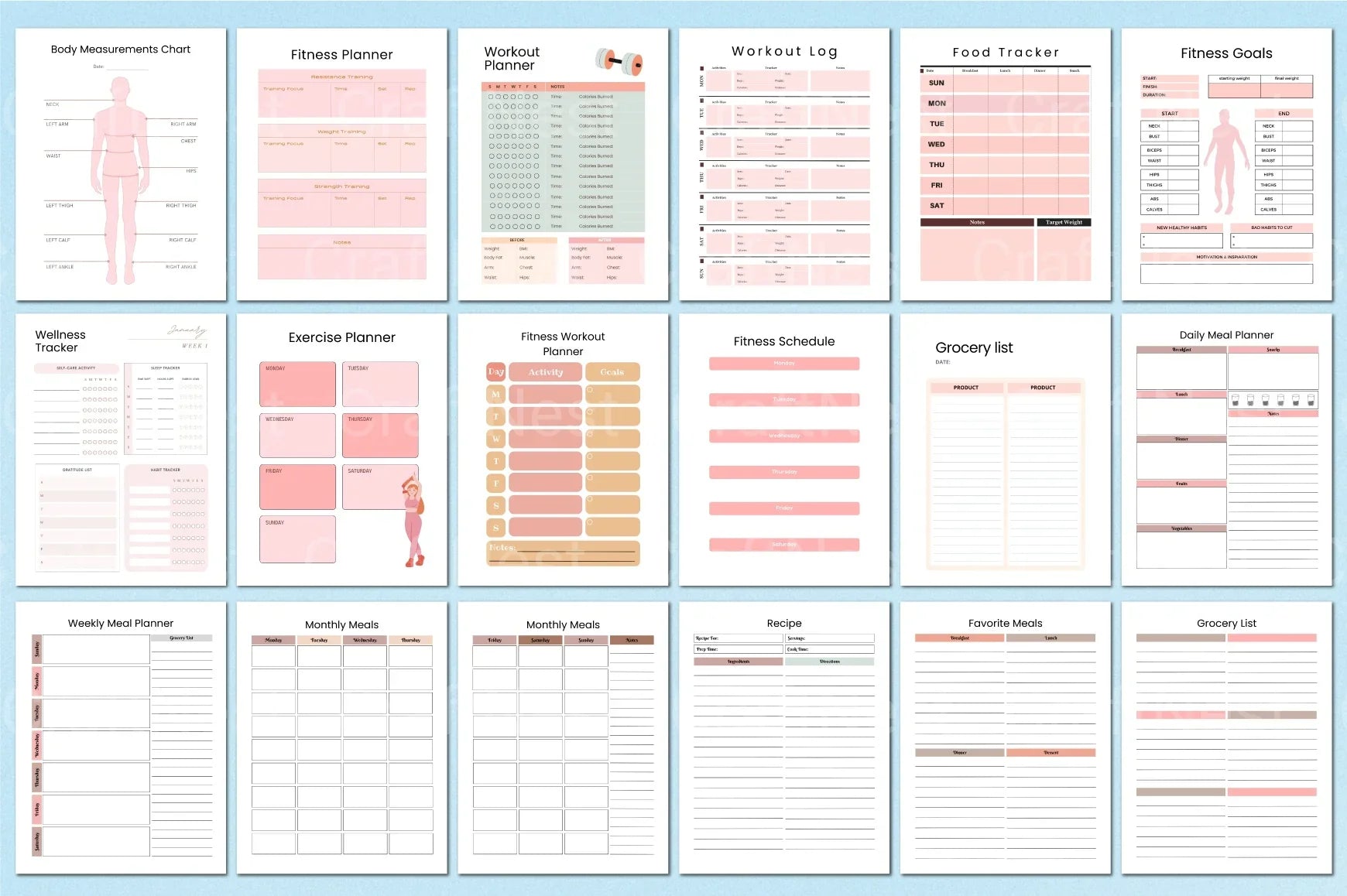 Fitness Meal Planner Guide - CraftNest - Digital Crafting and Art
