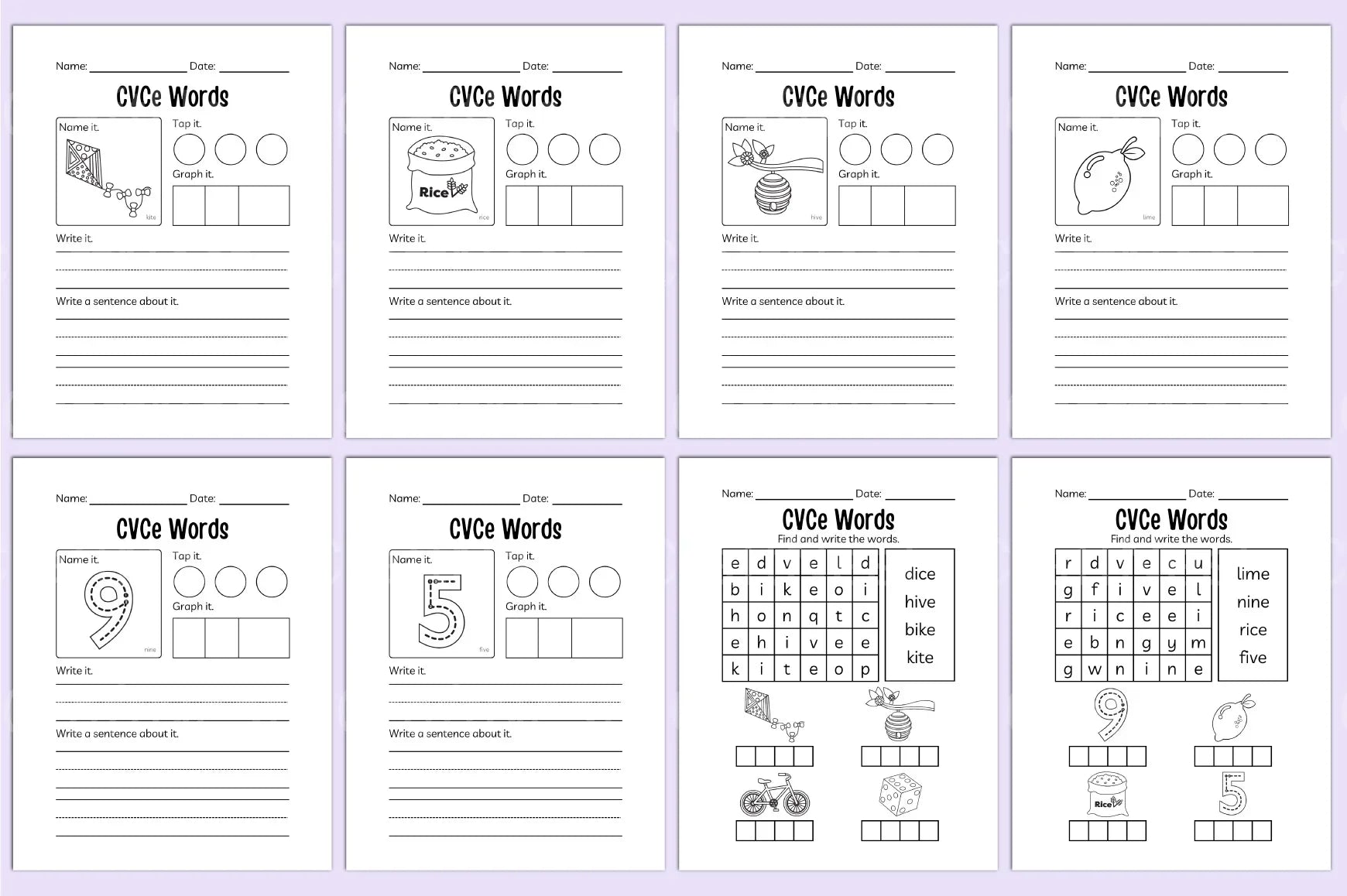 Kindergarten CVCE Workbook for Early Literacy Skills - CraftNest - Digital Crafting and Art