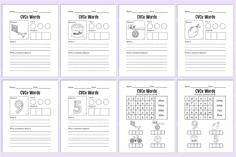 Kindergarten CVCE Workbook for Early Literacy Skills - CraftNest - Digital Crafting and Art