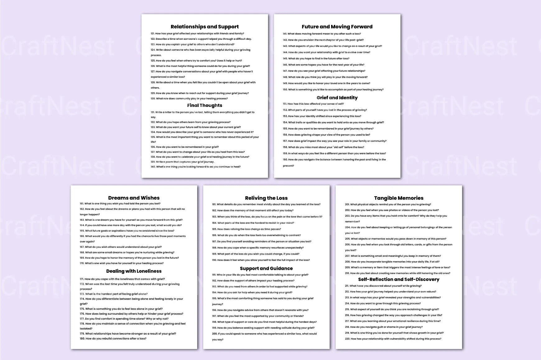 250 Grief Prompts for Healing and Reflection - CraftNest - Digital Crafting and Art