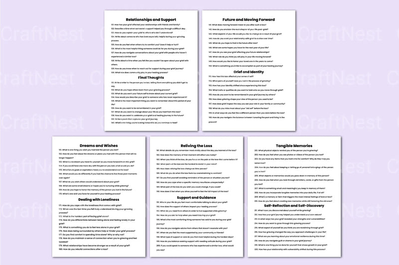 250 Grief Prompts for Healing and Reflection - CraftNest - Digital Crafting and Art