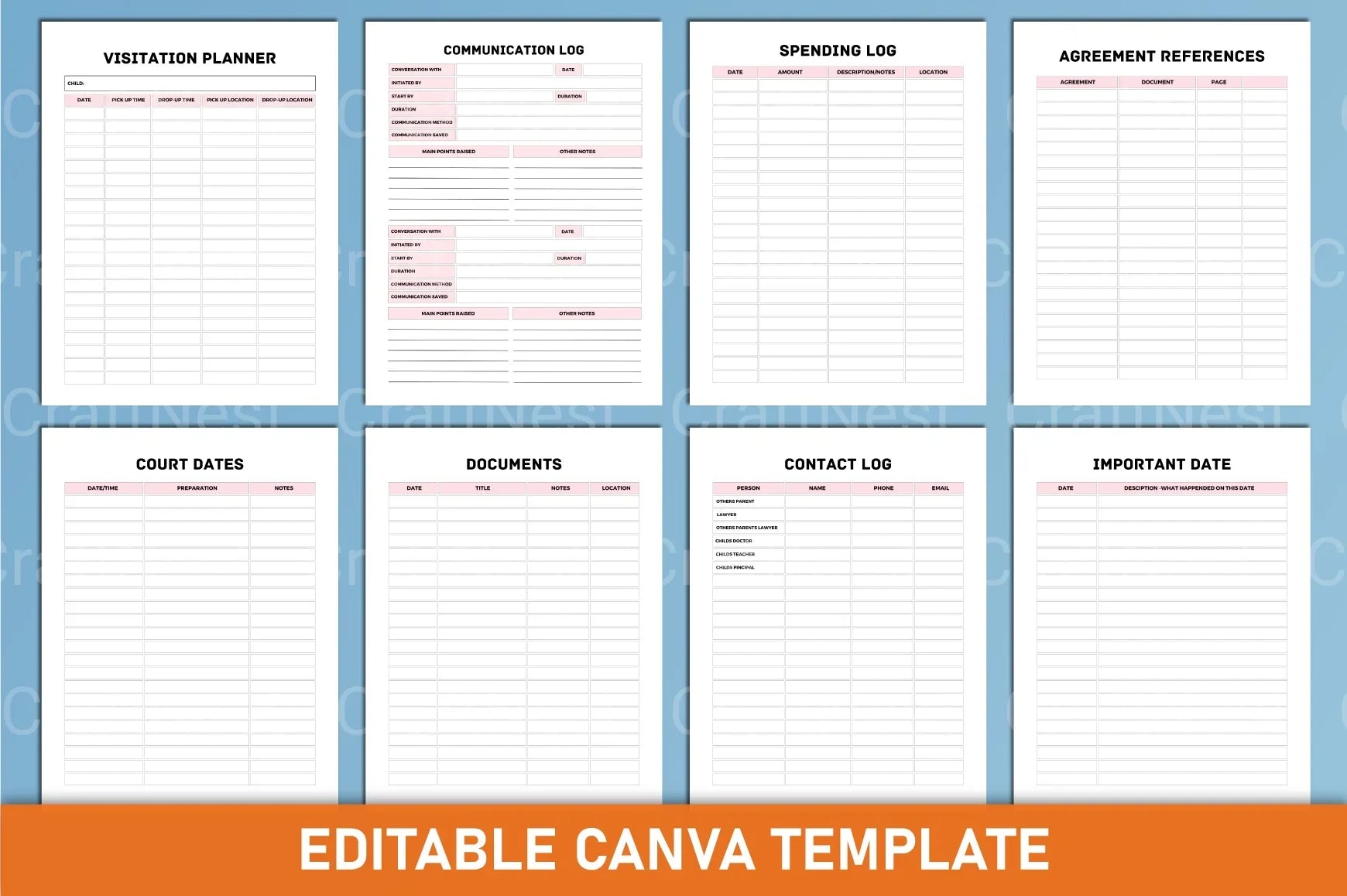 Child Custody Binder Canva Interior Template - CraftNest - Digital Crafting and Art