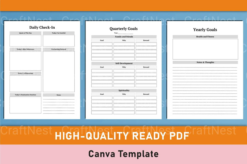 Self Care Wellness Planner Template on Canva - CraftNest - Digital Crafting and Art