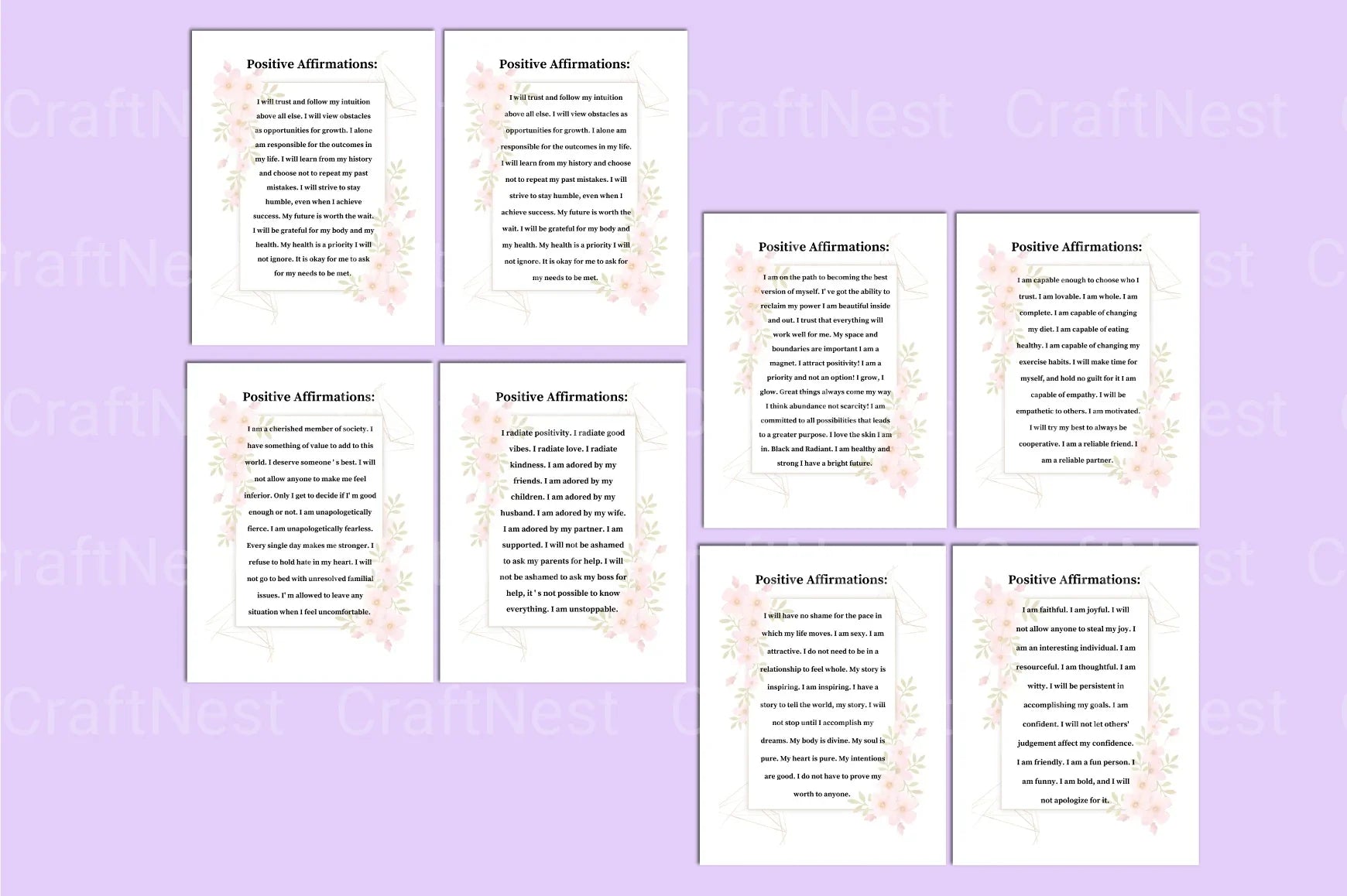 Positive Affirmations for Women - CraftNest - Digital Crafting and Art