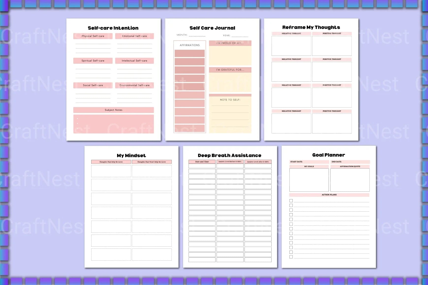 ADHD Mental Health Planner for Improved Focus - CraftNest - Digital Crafting and Art