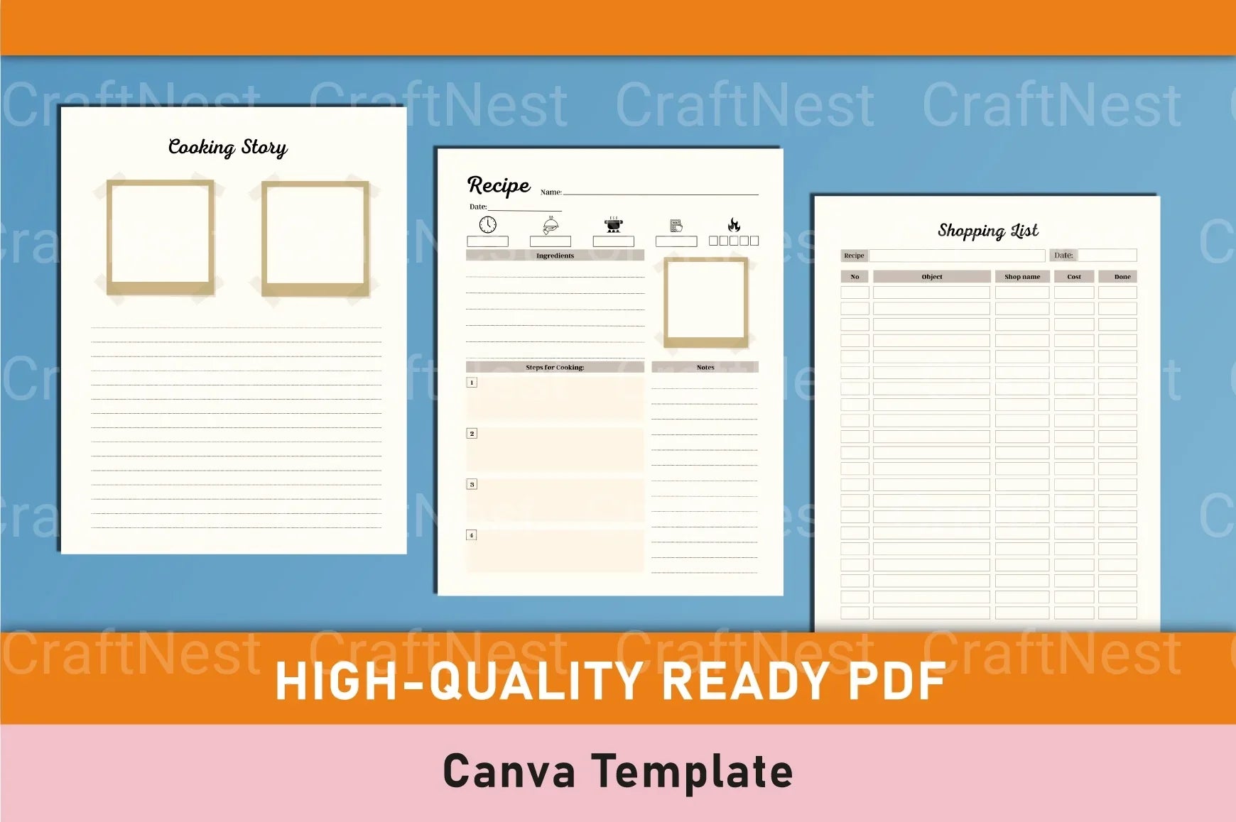 Recipe Book Design Template on Canva - CraftNest - Digital Crafting and Art