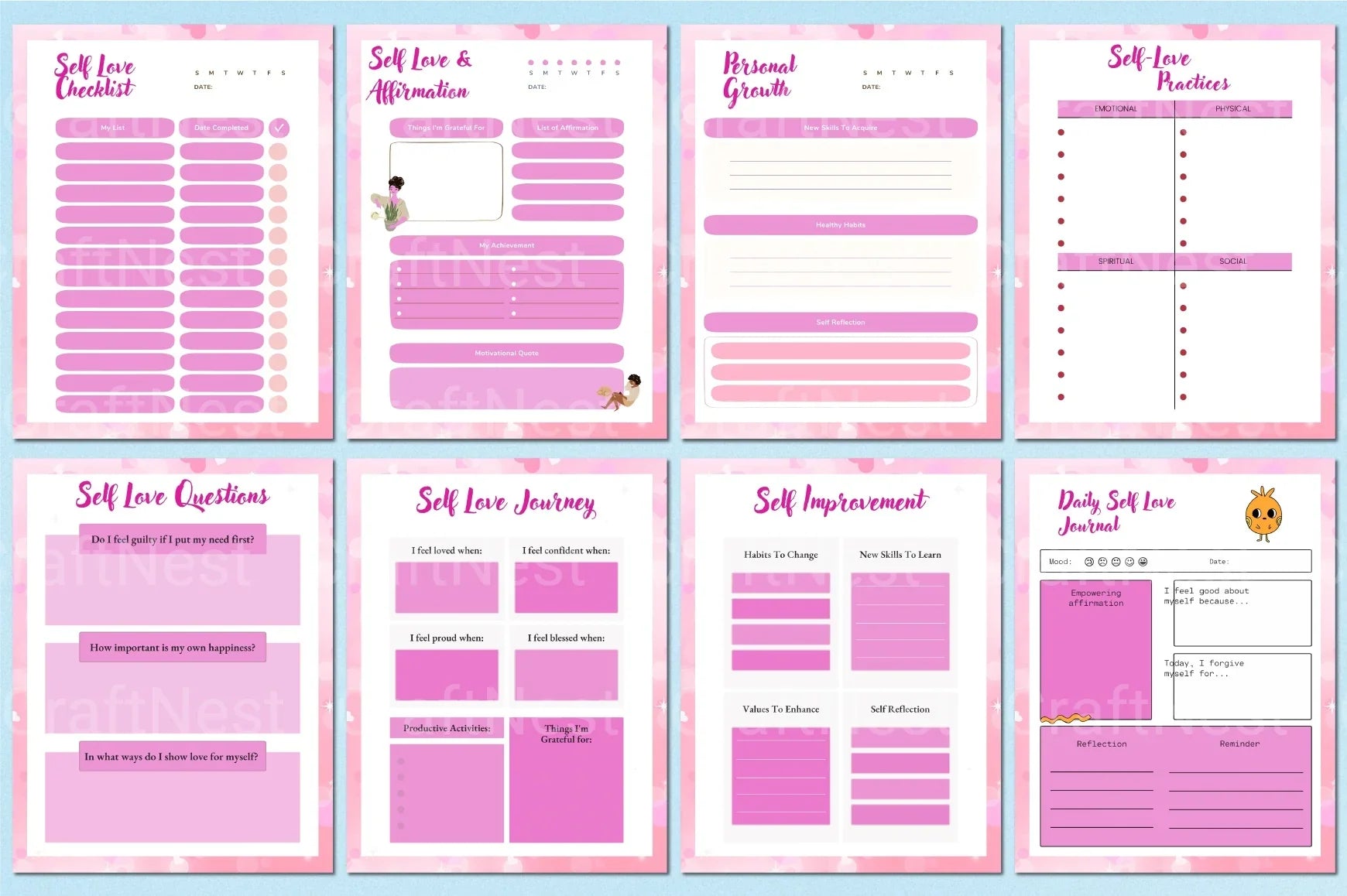 Self Love Workbook for Personal Growth - CraftNest - Digital Crafting and Art