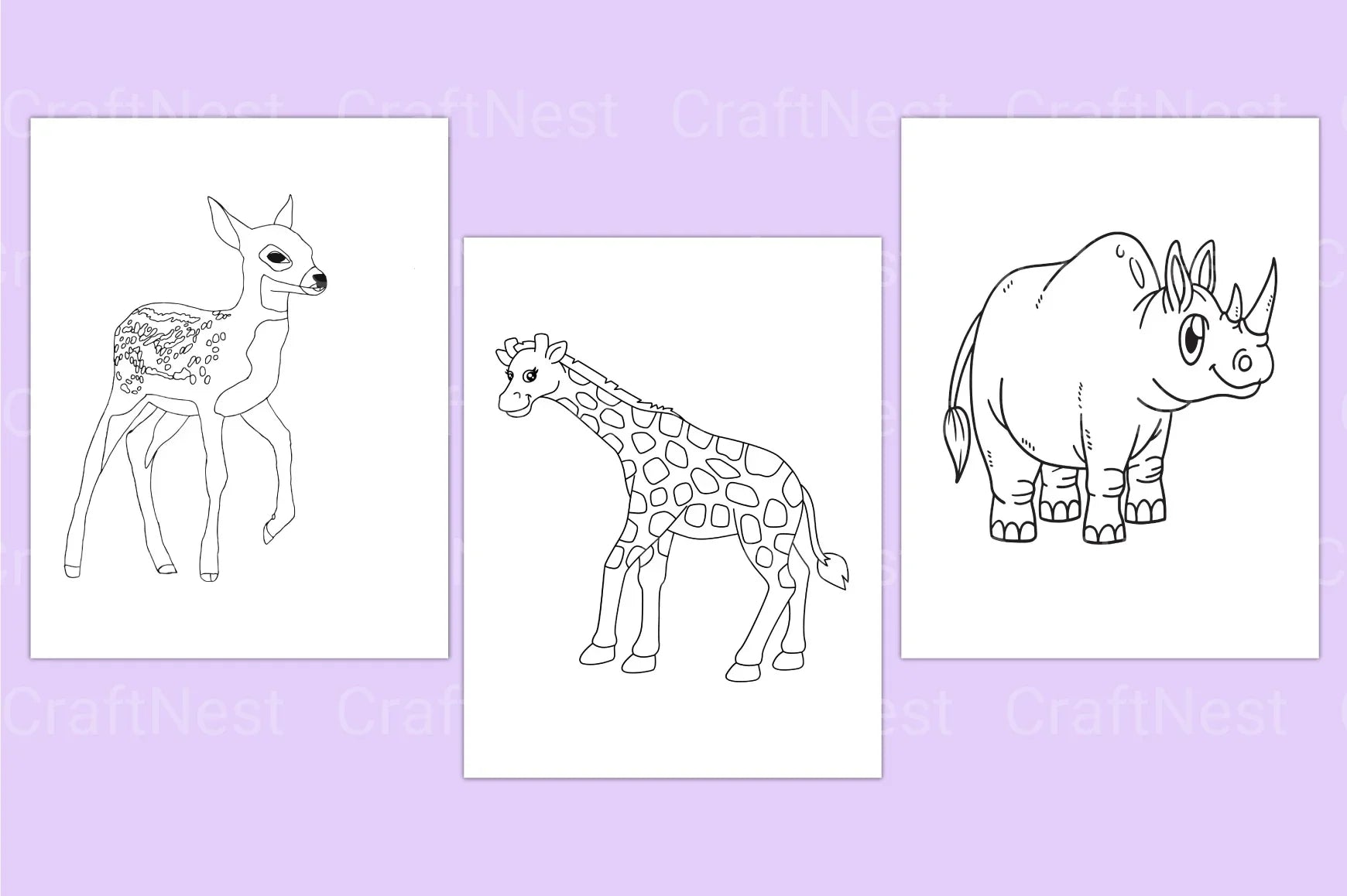 Cute Animals Coloring Book - CraftNest - Digital Crafting and Art