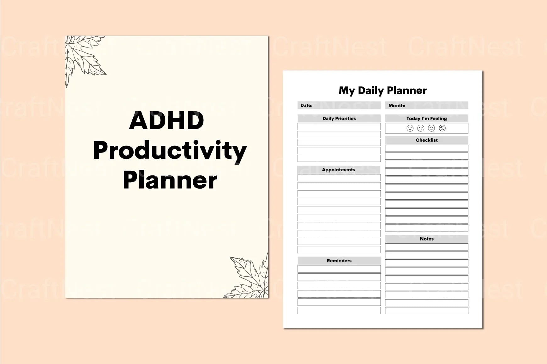 ADHD Productivity Planner - CraftNest - Digital Crafting and Art