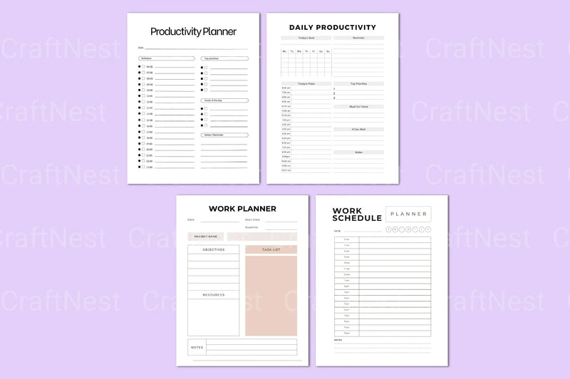 Productivity Work Planner - CraftNest - Digital Crafting and Art