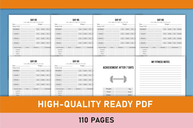 Day Weight Loss Planner - Printable Bundle - CraftNest - Digital Crafting and Art