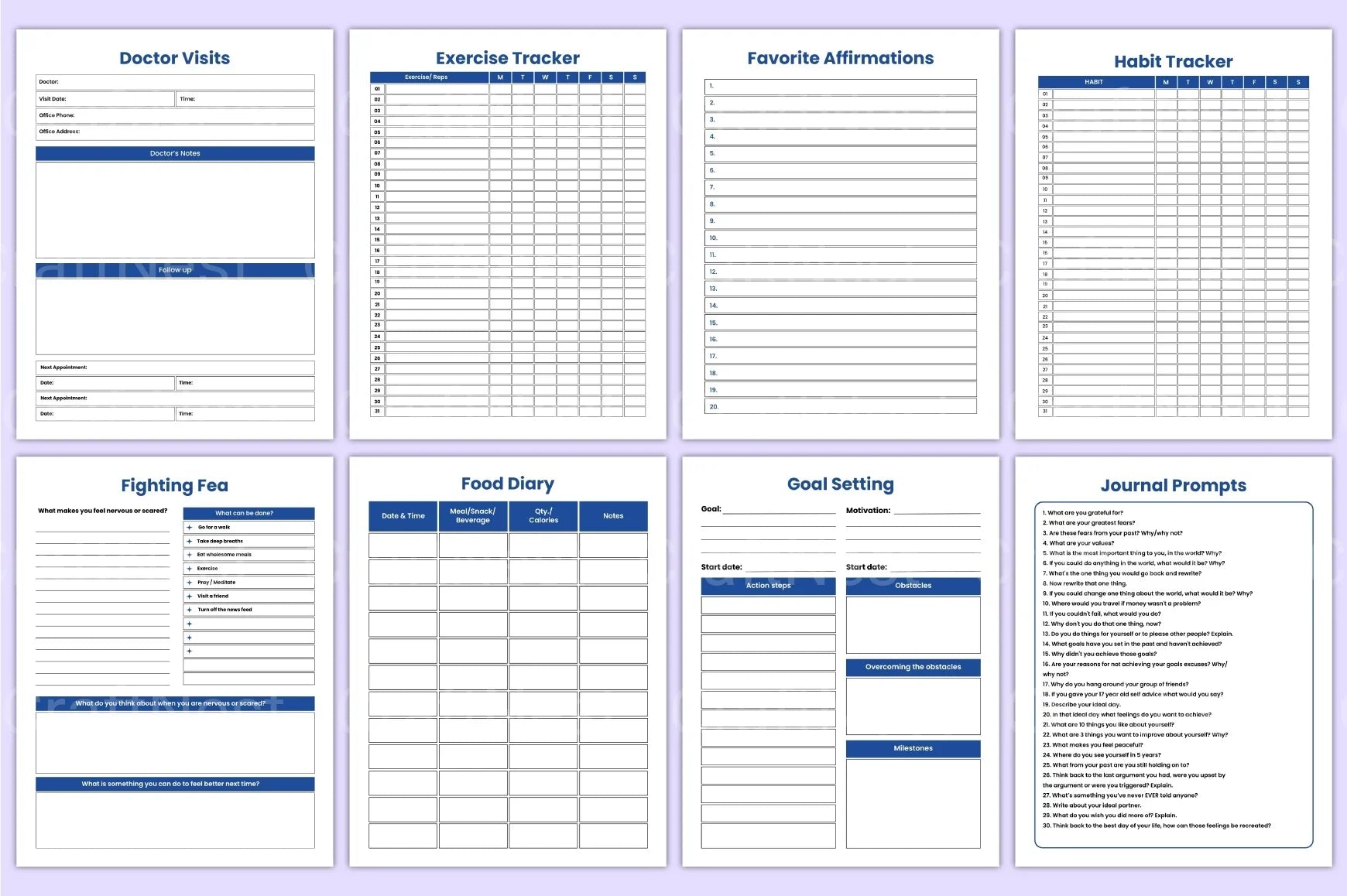 Mental Health Planner for Wellness and Self-Care - CraftNest - Digital Crafting and Art