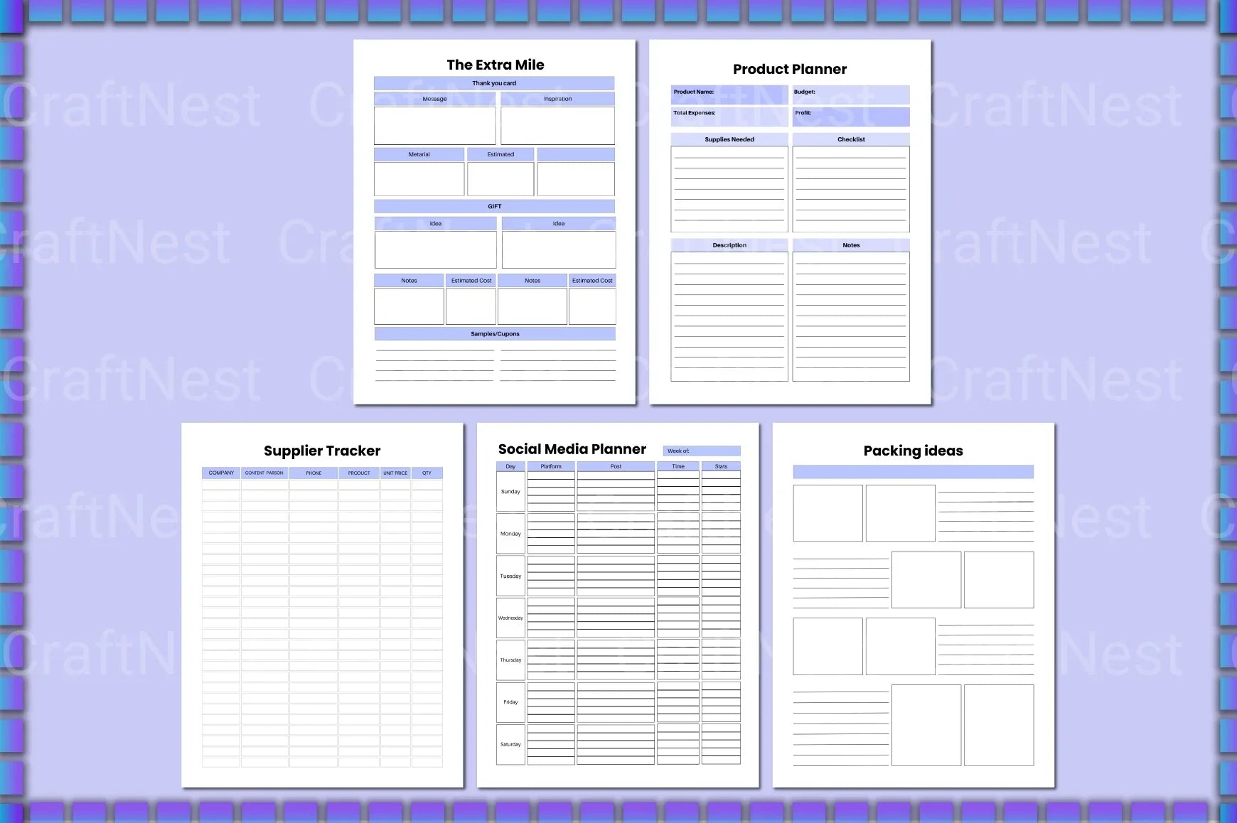 Craft Handmade Business Planner - CraftNest - Digital Crafting and Art