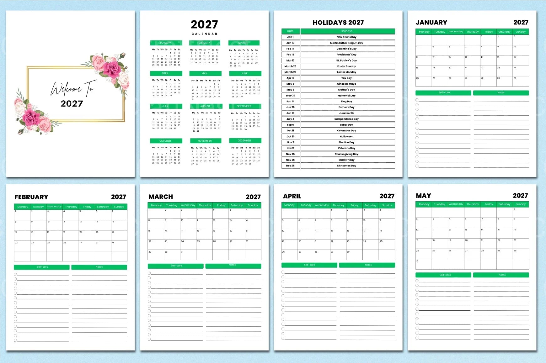 Monthly Agenda Planner - CraftNest - Digital Crafting and Art