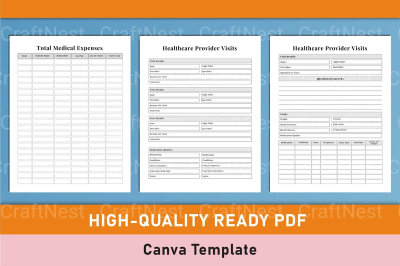 Medical Planner Template - CraftNest - Digital Crafting and Art