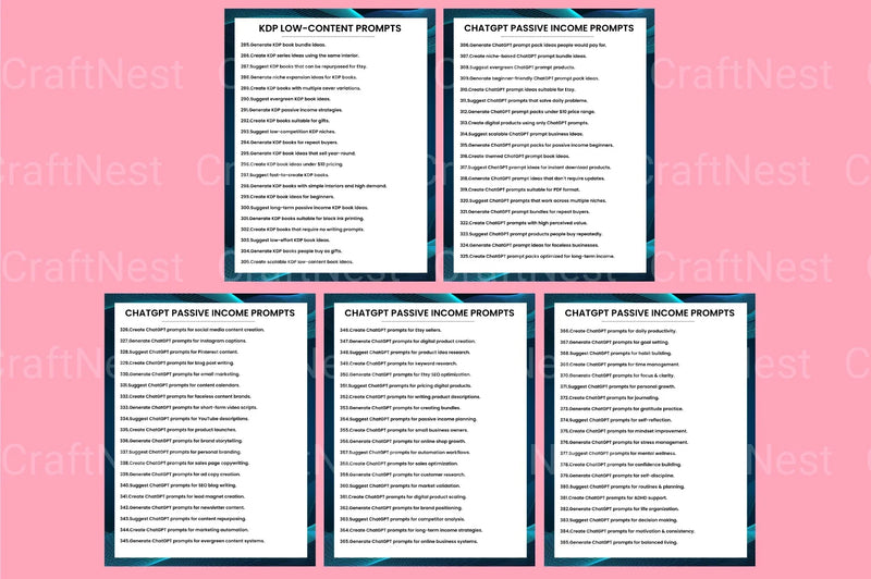 Esty Passive Income Prompts for Success - CraftNest - Digital Crafting and Art