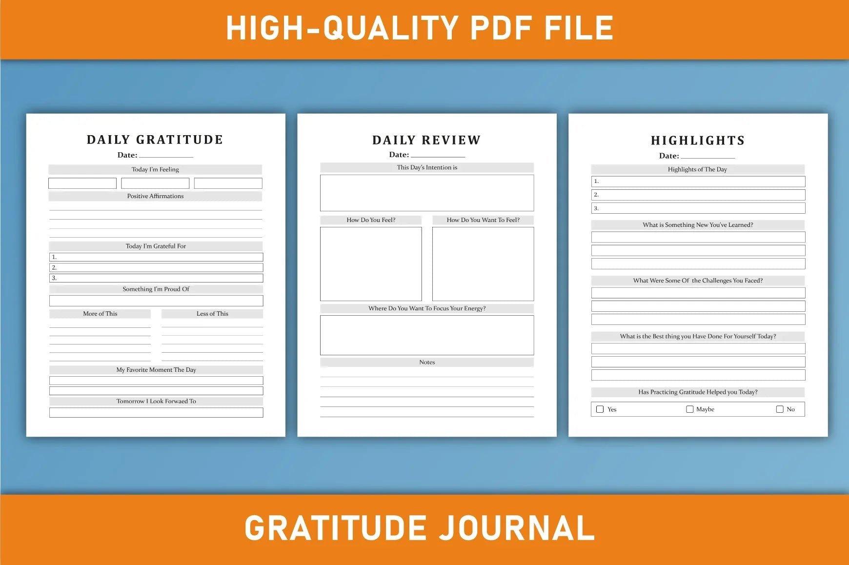 Daily Gratitude Planner  Bundle - CraftNest - Digital Crafting and Art