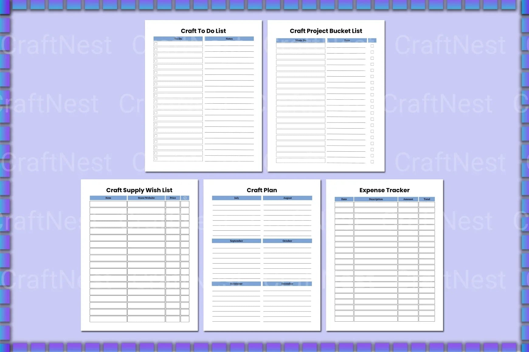 Craft Planner Template - CraftNest - Digital Crafting and Art